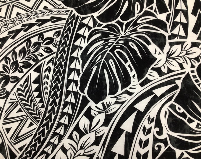 Black and White Tribal With Monstera Leaf Hawaiian Print Poly - Etsy