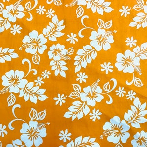 Light Orange Classic Hawaiian Print Fabric 100% Cotton sold by the yard   (Yardage Available)