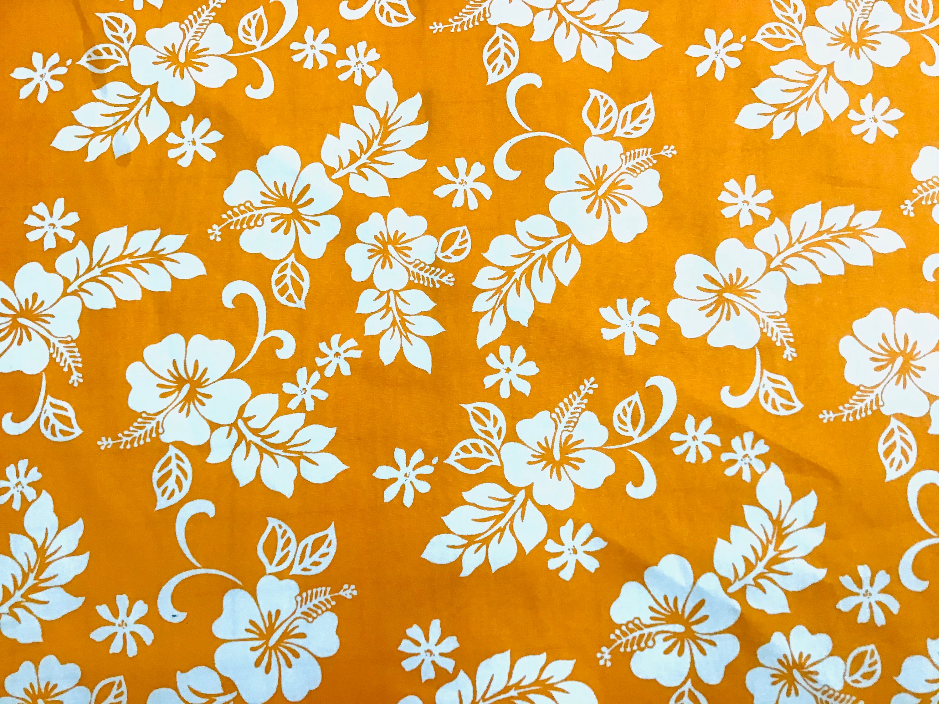 Light Orange Classic Hawaiian Print Fabric 100% Cotton Sold by the