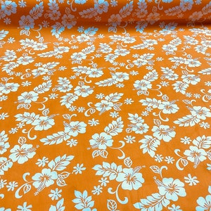 Dark Orange Classic Hawaiian Print Fabric 100% Cotton sold by the yard   (Yardage Available)