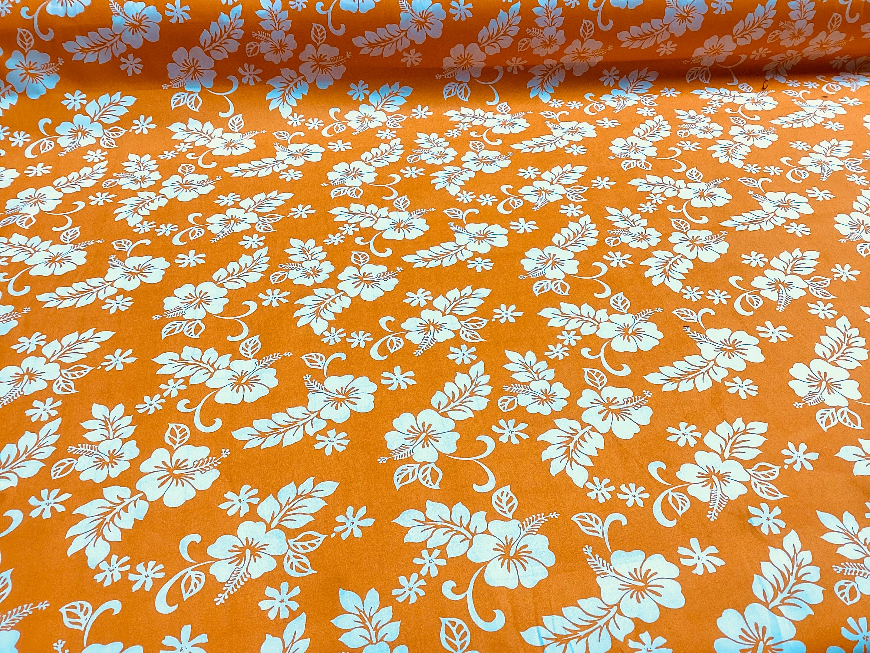 1点物⭕️お安く!◎Custom hawaiian fabric◎NR2◎9.7 Dark Orange Classic Hawaiian Print Fabric 100% Cotton Sold by the