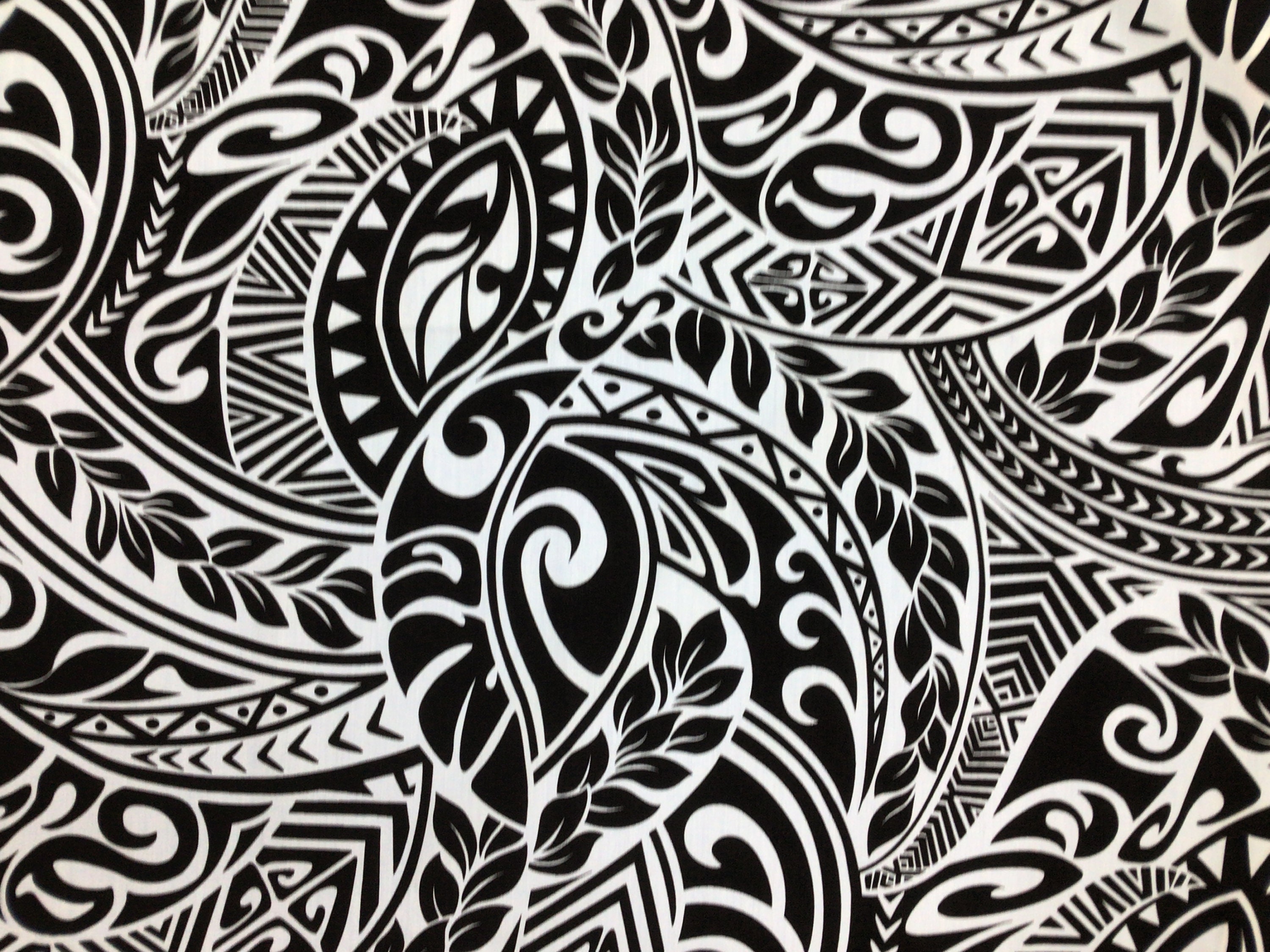 Black & White Tribal Hawaiian Print in PolyCotton Yardage Etsy