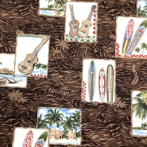 AUSVERKAUF! Braun Postkarten Design100% Baumwolle Hawaii Print Stoff Bulk verkauft