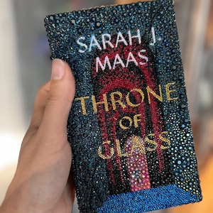 Cartera de mano con forma de libro, hecha a medida, con diamantes de imitación