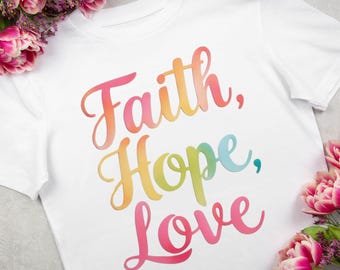 Faith Hope Love PNG Clipart, Sublimation Design (Digital Download)