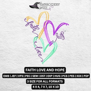 Faith Love and Hope - Digital Embroidery Design
