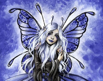 Beautiful Blue Fairy Butterfly Wings Sad Print it Yourself Printable
