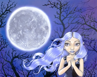 Lindsey Cormier Moon Girl Blue 8x10 inches Printable Downloadable Print