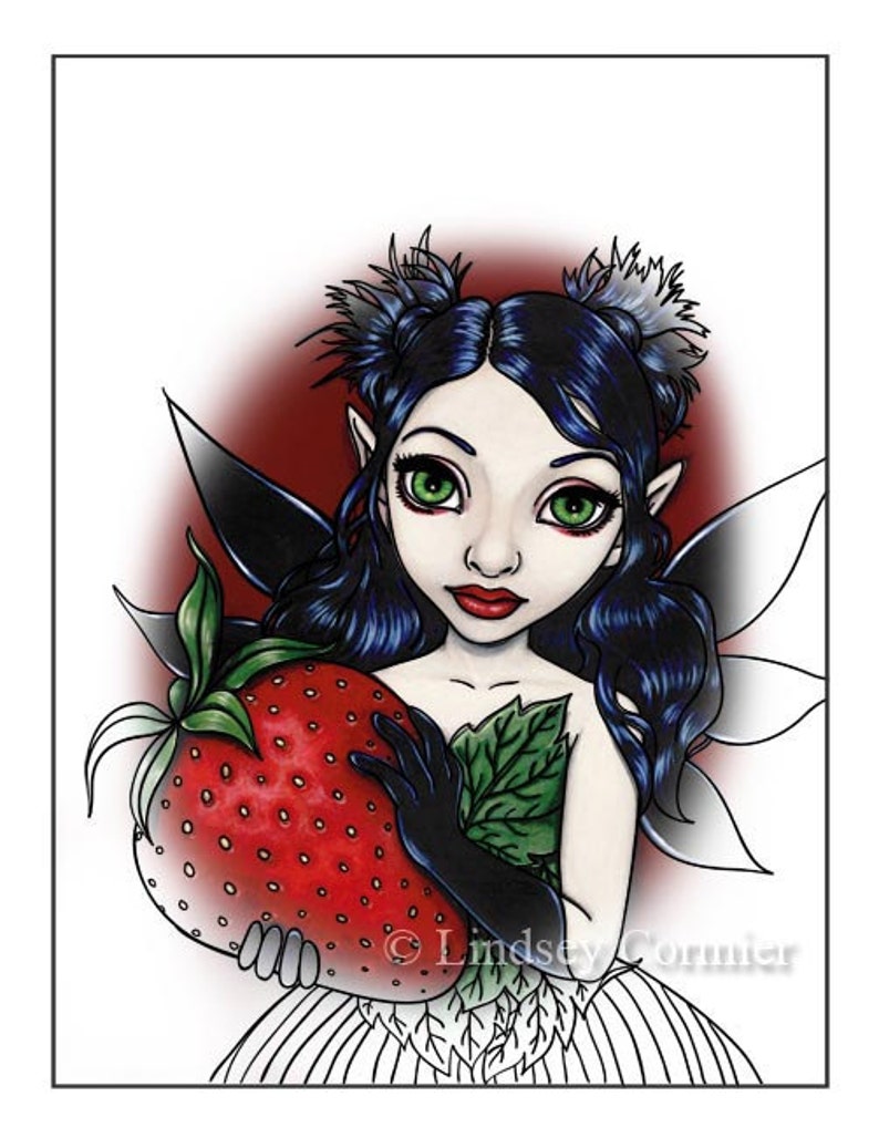 Coloring Book Page / Printable PDF / Strawberry Fairy by Lindsey ...