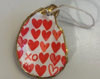 Handmade Oyster Shell Ornament – Coastal Christmas Decor – Mobile Bay Shell – One of a Kind Beach Ornament – Nautical Holiday Gift