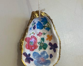Handmade Oyster Shell Ornament – Coastal Christmas Decor – Mobile Bay Shell – One of a Kind Beach Ornament – Nautical Holiday Gift