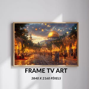 Ramadan Masjid Al-Aqsa Wall Art, Elegant Islamic Art for Frame TV, Islamic Home Decor, Sacred Mosque Frame TV Art, Eid Mubarak Print