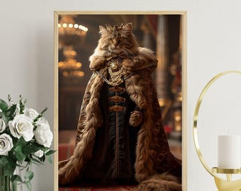 Renaissance Cat Portrait | Royal Feline Art Print (Digital Download)