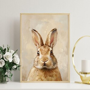 Vintage Easter Bunny Print | Rustic Spring Rabbit Wall Art | Farmhouse Animal Decor | Cottagecore Easter Printable | Digital Download