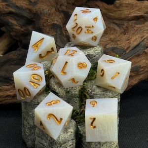 White Opal Handmade Dice
