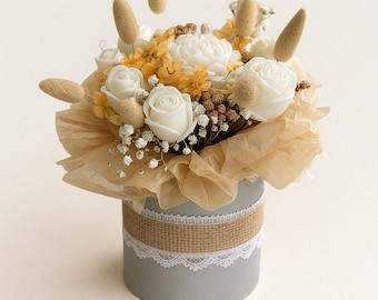 Soy Wax Flower Candle Bouquet: Handmade Floral Boho Decor