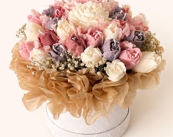 Geburtstagsgeschenk für Sie - Sojawachs Blumenbox, handgefertigtes Blumenkerzenbouquet für Frauen