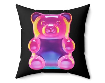 Almohada de oso gomoso de neón / Decoración y arte del hogar de la cultura pop