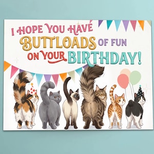 Buttloads of Birthday Fun! | Sassy Cat Birthday Card (5x7)