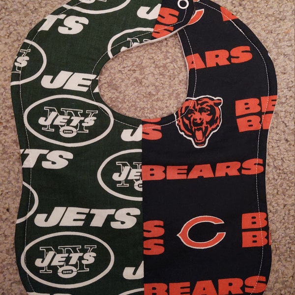 NY Jets / Chicago Bears New York House Divided Rival Football Baby Bib