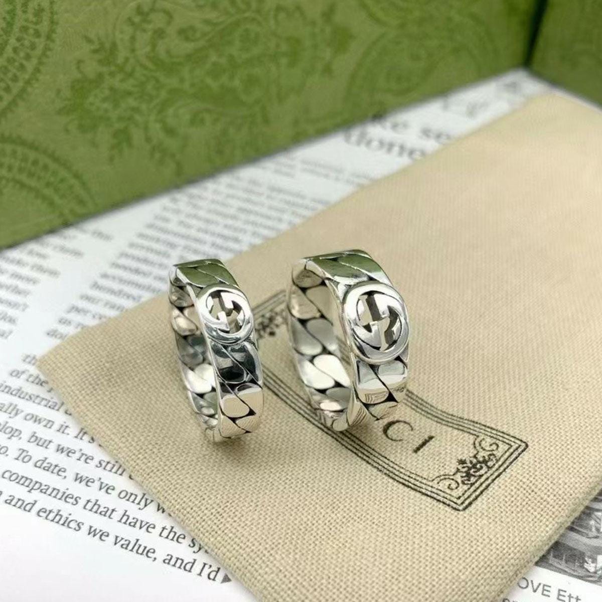 925 Silver Vintage Gucci Ring, Same Style for Men and Women