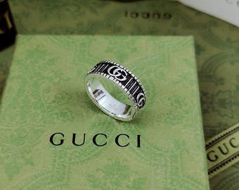 Gucci Vintage - GG Logo Band - Silver - Gucci Ring - Luxury