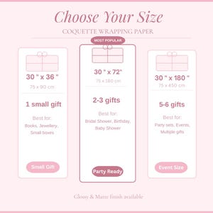Coquette Pink Bow Wrapping Paper Roll,Aesthetic Gift Wrap for Birthday Baby Shower Bridal,Balletcore Bow Gift Wrapping Paper, Girly Pink Bow image 4