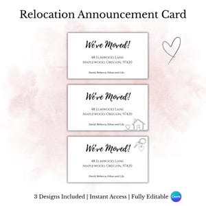 Custom Change of Address Card Template, Digital Download, Printable Address Change Card, Canva Template, New house cards, business card size