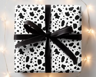 Dalmatian Wrapping Paper, Black and White Spotted Gift Wrap for Dog Lovers, Birthday or Holiday, Gift Wrap for Pet Lovers