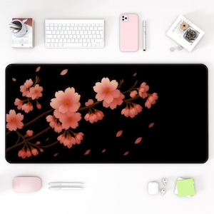 Cherry Blossom Desk Mat, Sakura Mouse Pad, Japanese Floral Desk Pad, Office Desk Accessories, Gaming Mat, Cherry Blossom Gift, 31.5" × 15.5"