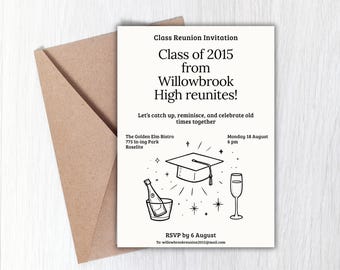 Class reunion invitation printable, Editable Canva vintage School Reunion Invitation, Customizable Invite, School Reunion Template