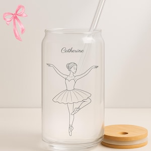 Custom Ballerina Tumbler with Straw, Personalized Ballet Gift for Dancer, Dance Recital Cup, Ballet Teacher Gift, Iced Coffee Glass, 16oz
