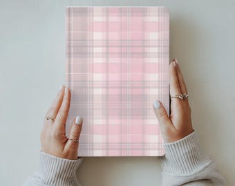 Pastel/Pink Plaid Hardcover Journal,Stylish Notebook,Gift for Writers,Journal for Girls,plaid Diary,Office Supplies checked,coquette journal
