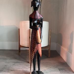 Vintage African Female Maasai Wood Sculpture