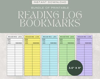 Printable Reading Log Bookmarks: Classroom Tracker, Student Gift (Digital Download)
