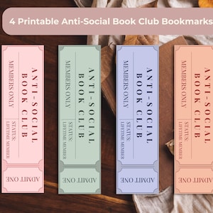 Anti-Social Book Club Bookmarks: Movie Ticket Style (Digital Download)