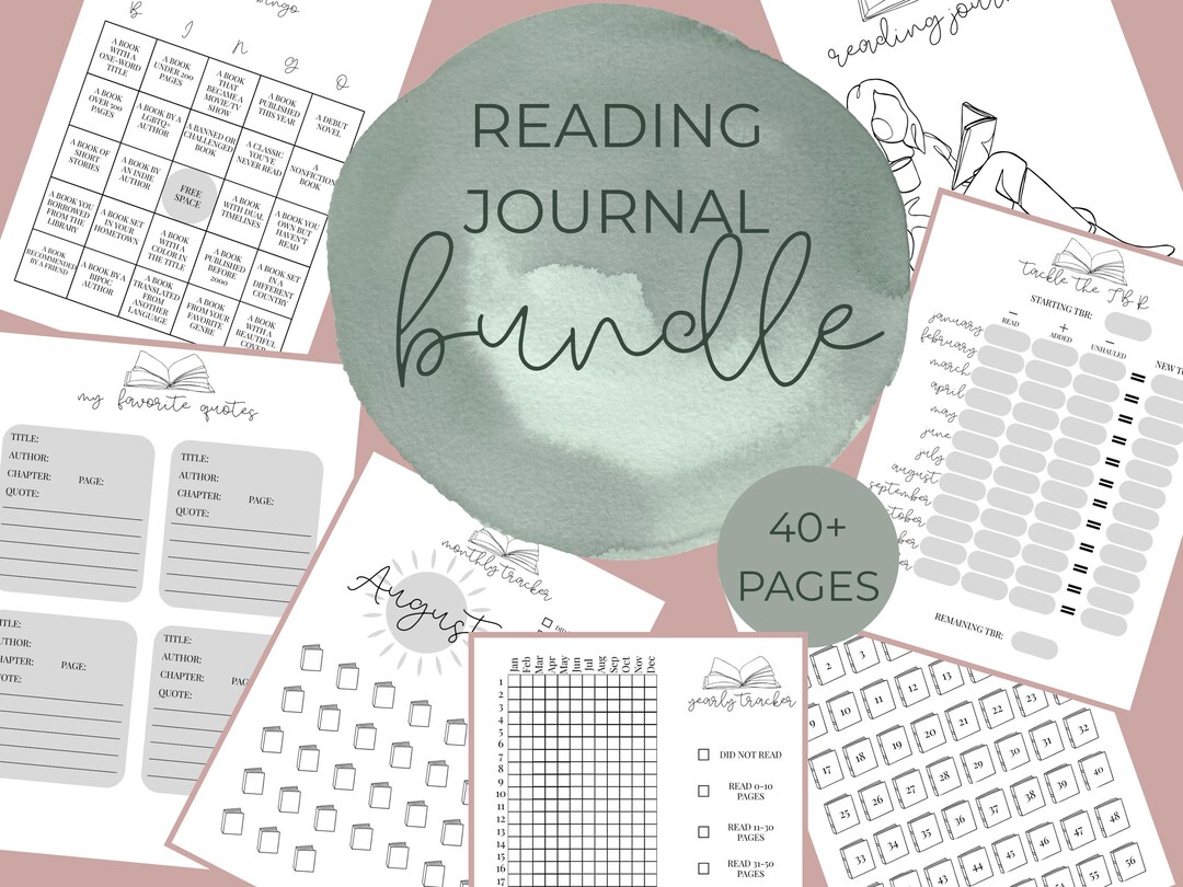 Reading Tracker Printable Bundle: Book Journal, Bingo, TBR List (PDF ...