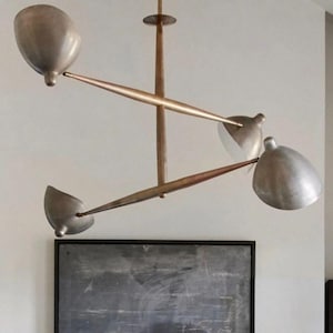 1950&#39;s Mid Century Italian Style Four Lights Brass Sputnik Chandelier Light Fixture Modern Brass Ceiling Light Fixture