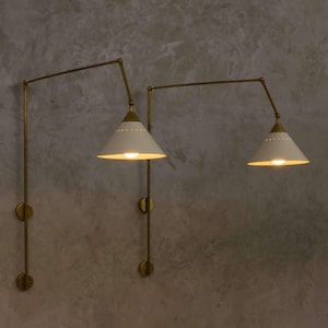 Mid Century Italian Ivory Brass Italian Wall Lamp Stilnovo Style Solid Brass Wall Sconce - Modern Brass Stilnovo Style Wall Light Fixture