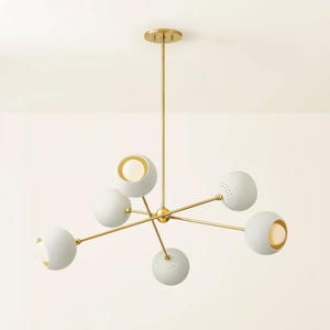 Modern Sputnik Chandelier | 6-Light Gold Mid-Century Ceiling Light | Minimalist Globe Pendant Lamp for Living & Dining Room
