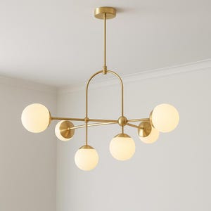 Modern Brass Chandelier Six Globe Stilnovo Style Brass Sputnik Ceiling Chandelier Fixture pendant light Brass Ceiling Light Fixture