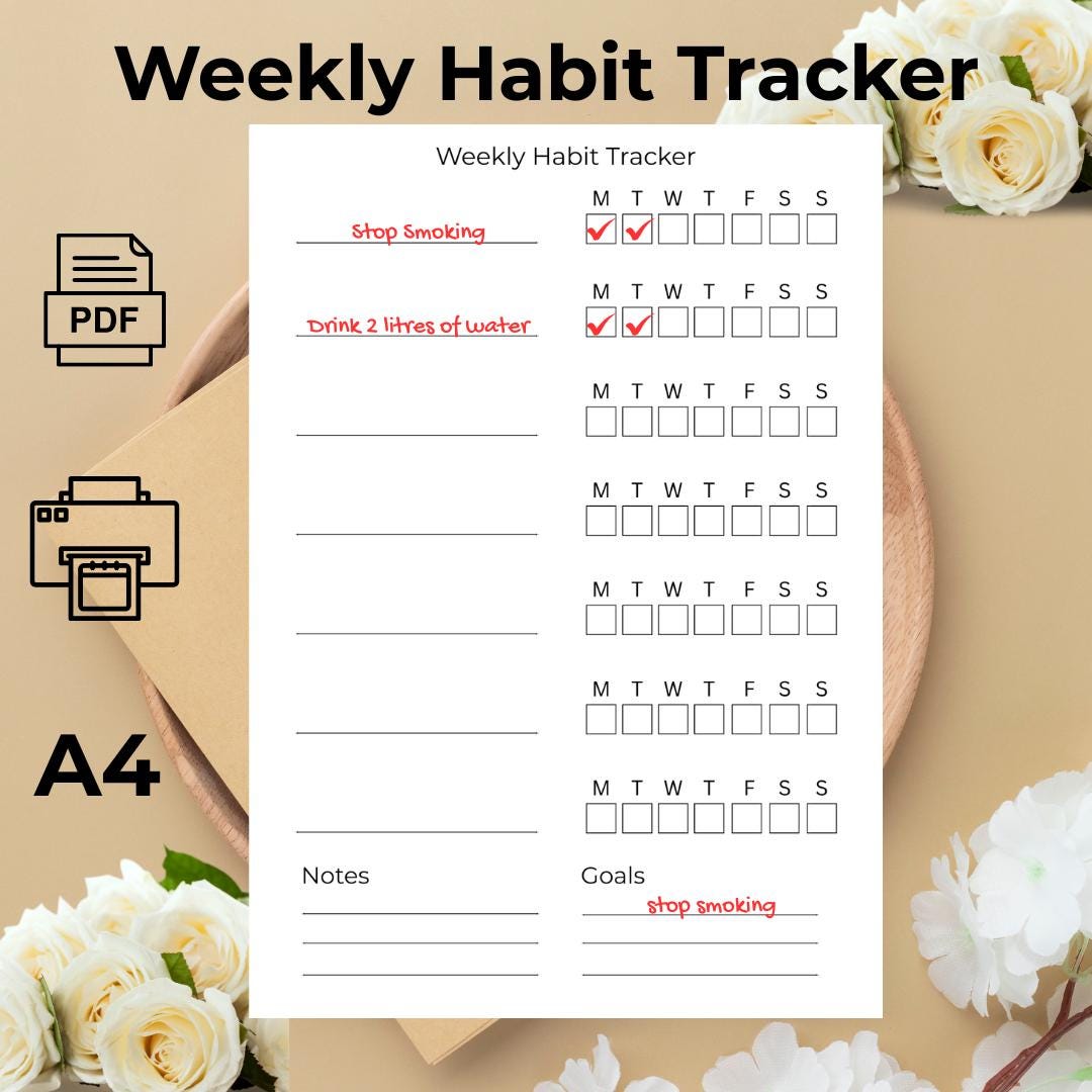 Weekly Habit Tracker Printable | Minimalist Habit Planner ...