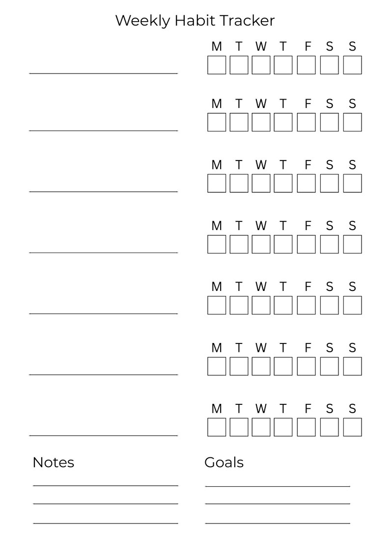 Weekly Habit Tracker Printable | Minimalist Habit Planner ...