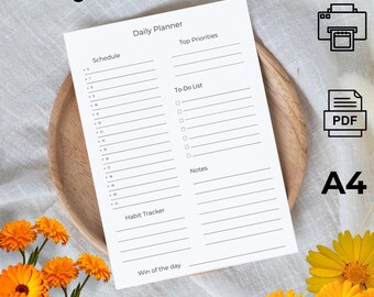 Daily Planner Printable | Productivity PDF - Etsy