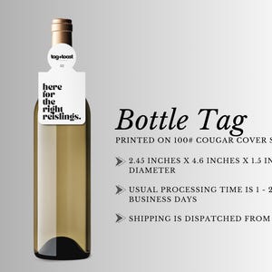 here for the right reislings - wine bottle tag, funny tag, champagne tag, liquor tag, bottle tag, gift, stationary
