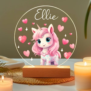 Personalized Unicorn Night Light: Custom LED Kids Room Decor