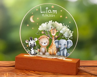 Personalized Baby Night Light: Acrylic Animal Lamp, Nursery Decor