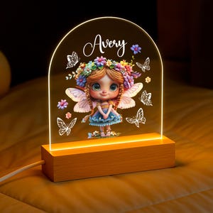 Personalized Fairy Night Light: Custom Nursery Lamp, Birthday Gift