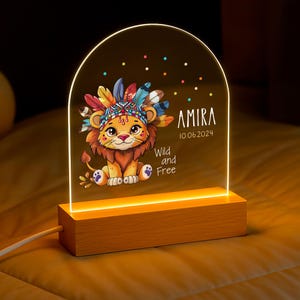 Personalized Lion with Feathers Night Light with Name Custom Kids Lamp Nursery Decor Birthday Gift Baby Shower Gift Animal Lamp
