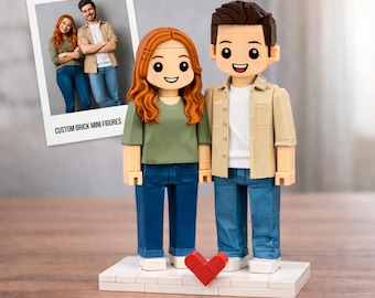 Custom Brick Figures: Personalized Couple Figurine, Unique Collector Toy